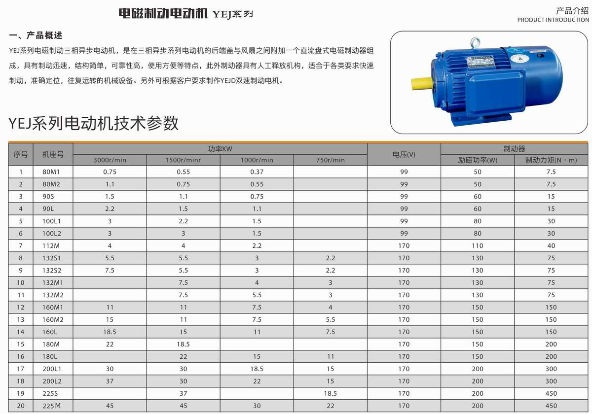 電磁制動電動機  YEJ系列 01